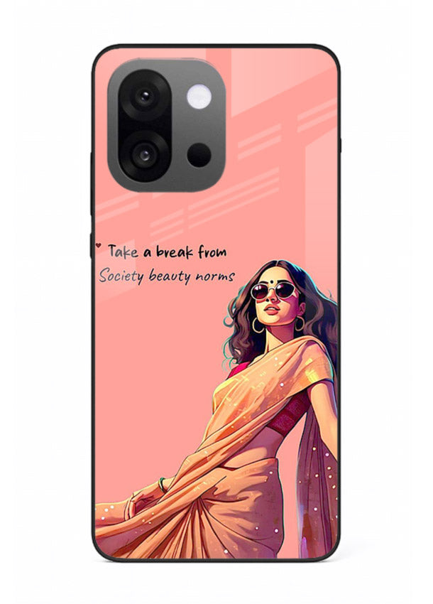 Sunshine Saree Woman aesthetic Indian artwork OnePlus 13s glass back cover