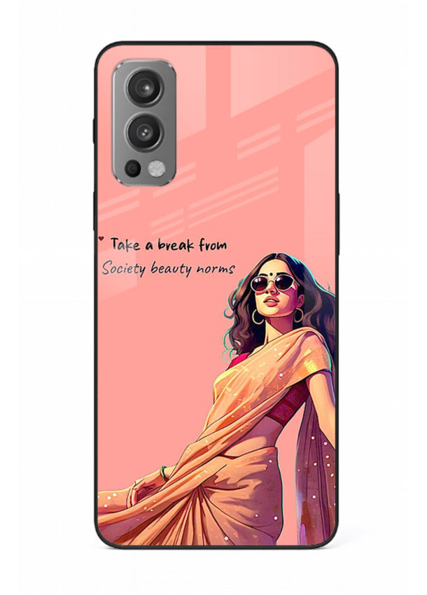 Sunshine Saree Woman aesthetic Indian artwork OnePlus Nord 2 glass back cover