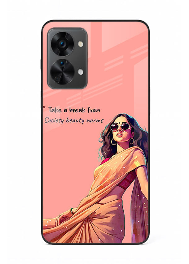 Sunshine Saree Woman aesthetic Indian artwork OnePlus Nord 2T glass back cover