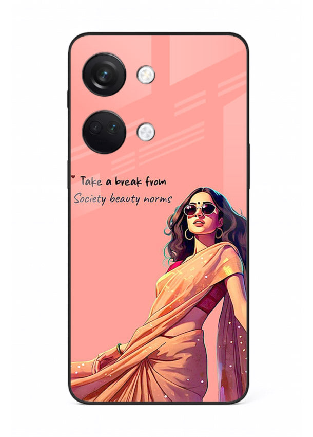 Sunshine Saree Woman aesthetic Indian artwork OnePlus Nord 3 glass back cover