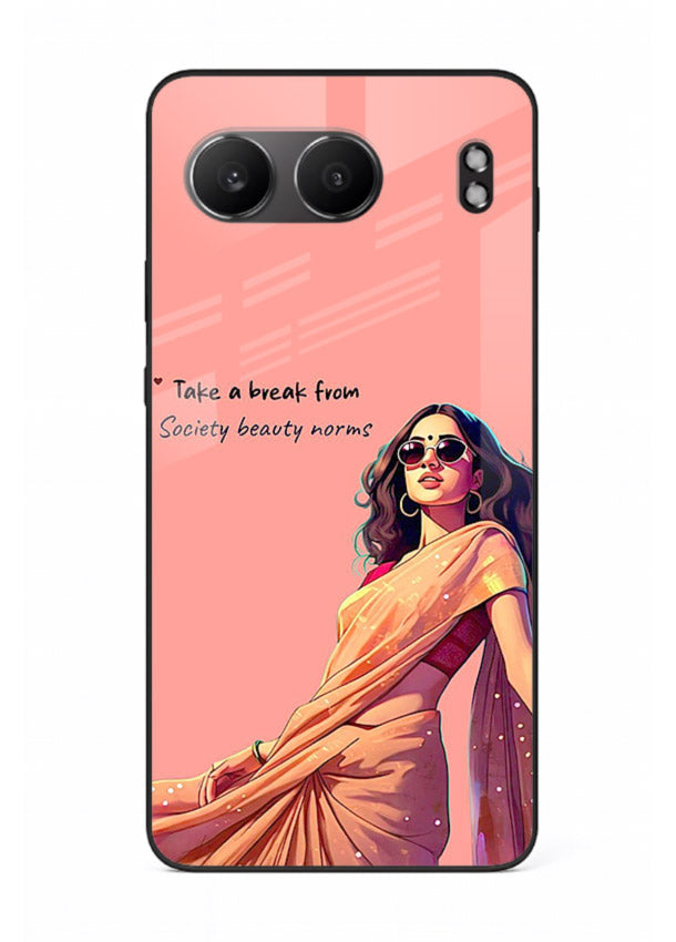 Sunshine Saree Woman aesthetic Indian artwork OnePlus Nord 4 glass back cover
