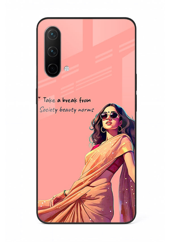 Sunshine Saree Woman aesthetic Indian artwork OnePlus Nord CE 5G glass back cover