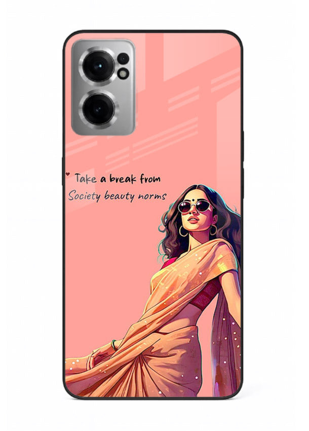 Sunshine Saree Woman aesthetic Indian artwork OnePlus Nord CE2 5G glass back cover