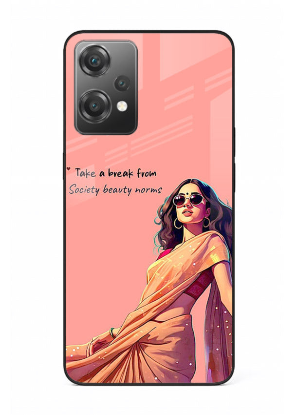Sunshine Saree Woman aesthetic Indian artwork OnePlus Nord CE2 Lite 5G glass back cover
