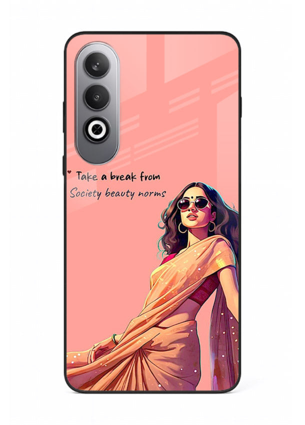 Sunshine Saree Woman aesthetic Indian artwork OnePlus Nord CE4 glass back cover