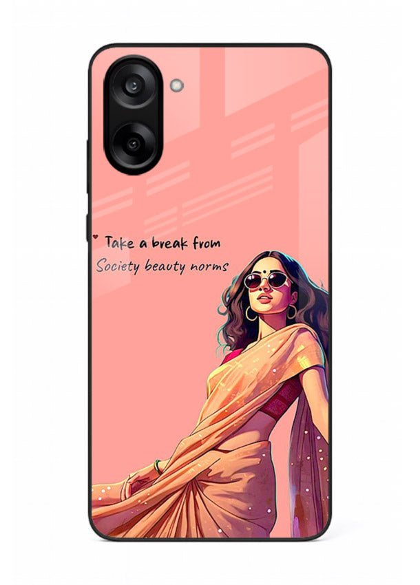 Sunshine Saree Woman aesthetic Indian artwork OnePlus Nord CE5 glass back cover
