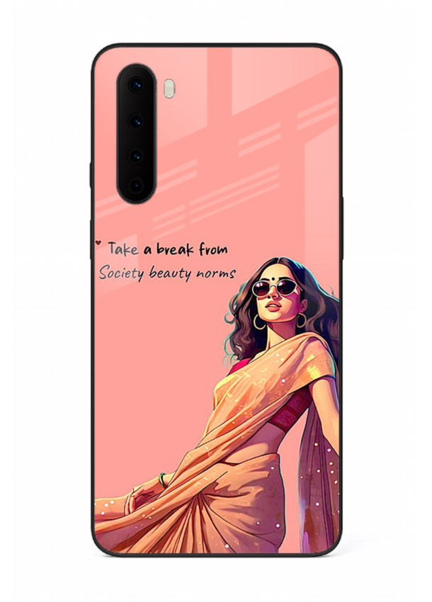 Sunshine Saree Woman aesthetic Indian artwork OnePlus Nord glass back cover