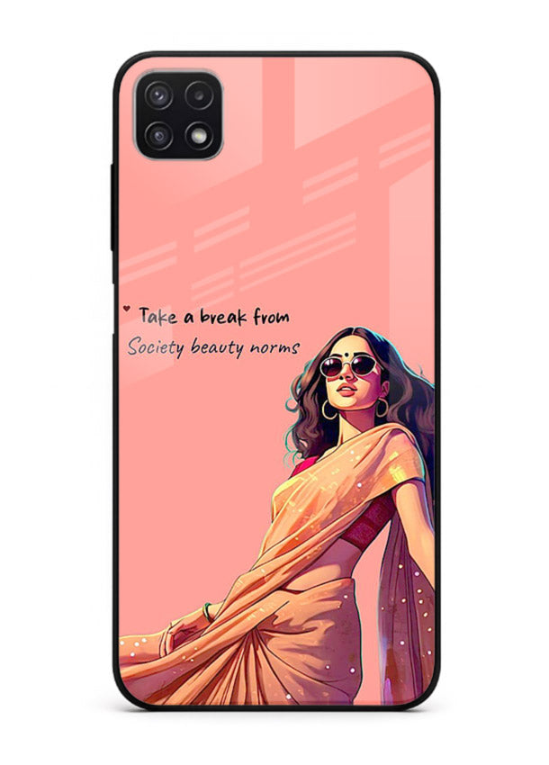 Sunshine Saree Woman aesthetic Indian artwork Samsung F42 5G glass back cover