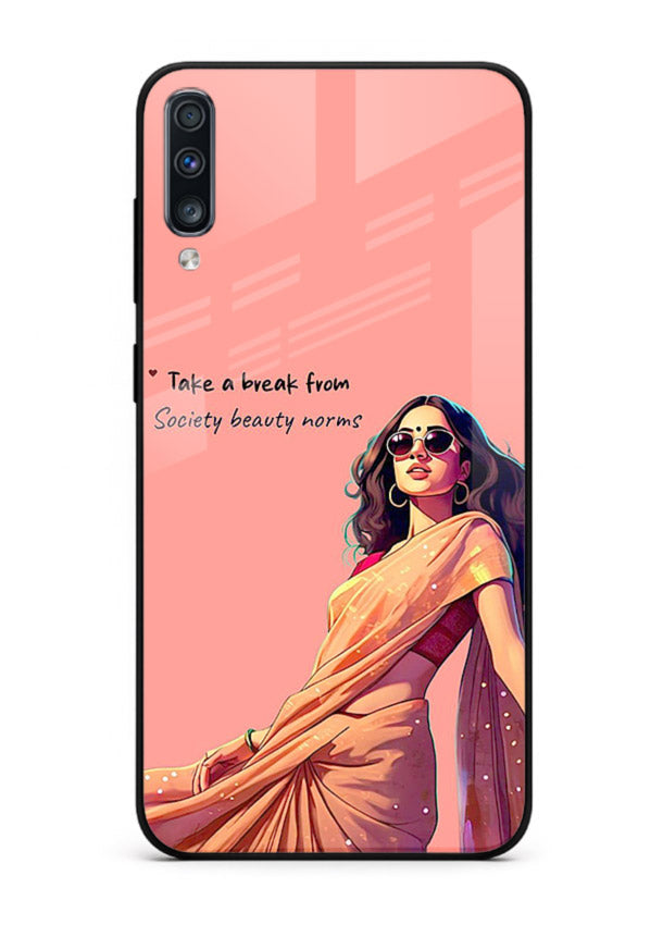 Sunshine Saree Woman aesthetic Indian artwork Samsung A50 glass back cover