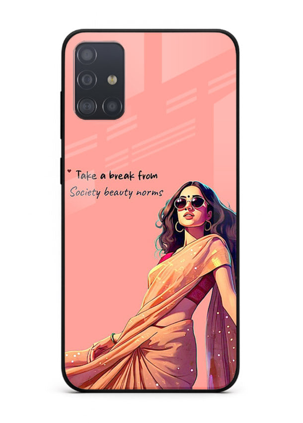 Sunshine Saree Woman aesthetic Indian artwork Samsung A71 glass back cover