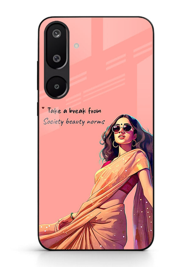 Sunshine Saree Woman aesthetic Indian artwork Samsung F16 5G glass back cover