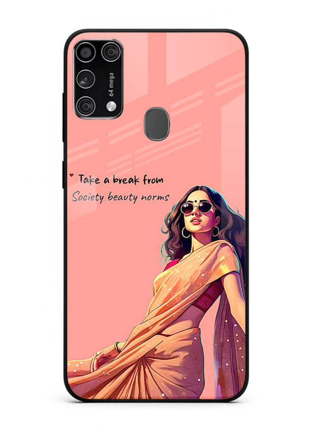 Sunshine Saree Woman aesthetic Indian artwork Samsung M31 Prime glass back cover