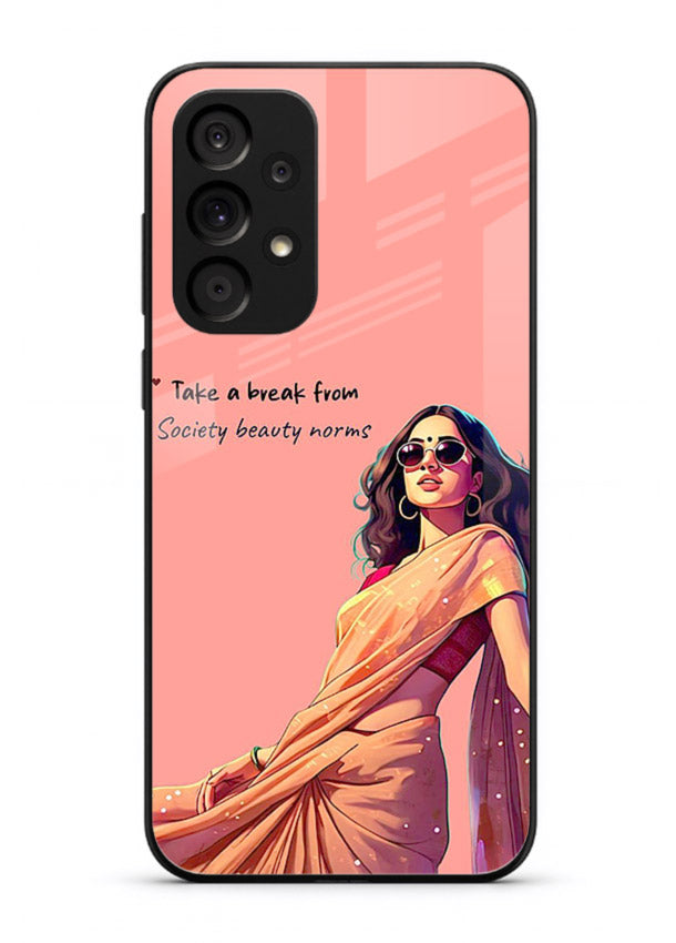 Sunshine Saree Woman aesthetic Indian artwork Samsung A53 5G glass back cover