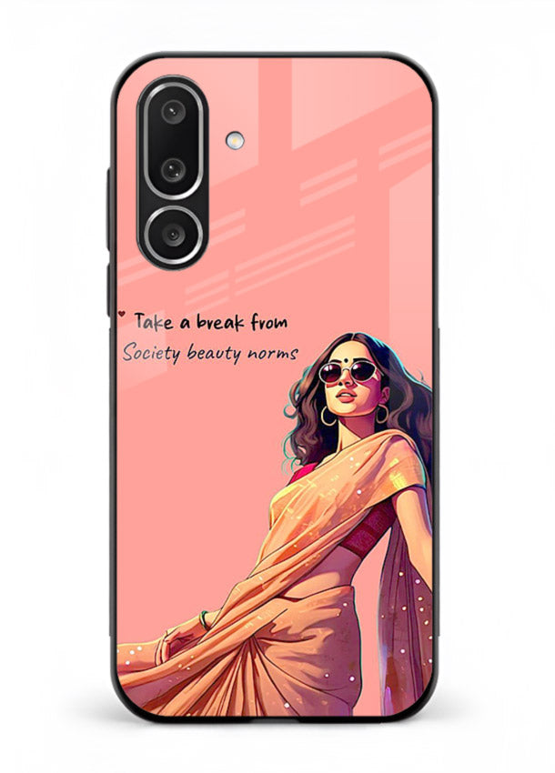 Sunshine Saree Woman aesthetic Indian artwork Samsung M36 5G glass back cover