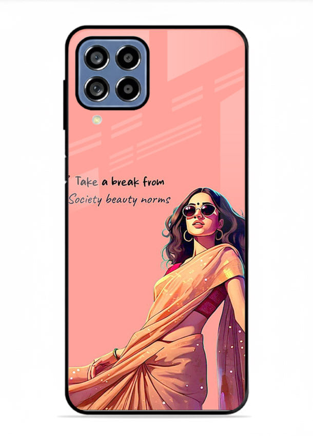 Sunshine Saree Woman aesthetic Indian artwork Samsung F12 5G glass back cover