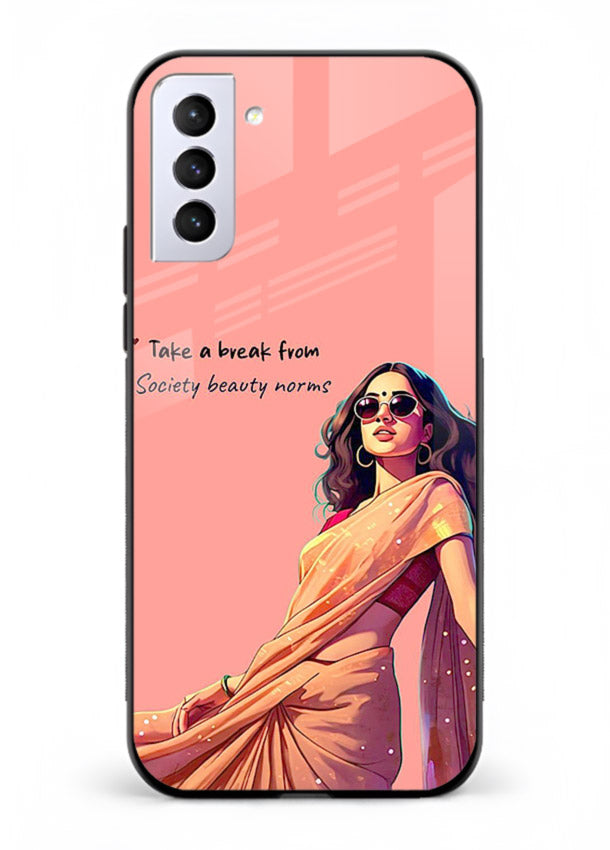 Sunshine Saree Woman aesthetic Indian artwork Samsung S21 FE glass back cover