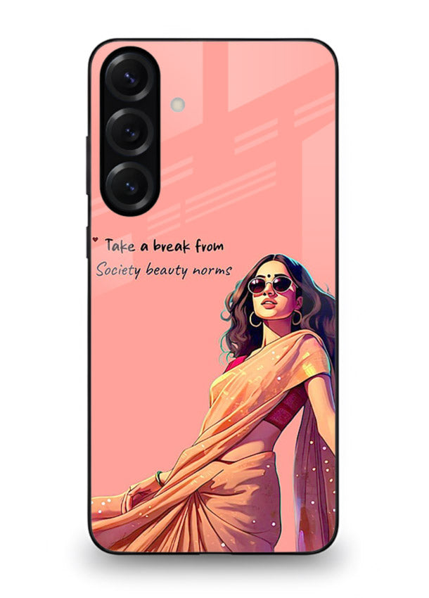 Sunshine Saree Woman aesthetic Indian artwork Samsung A36 5G glass back cover