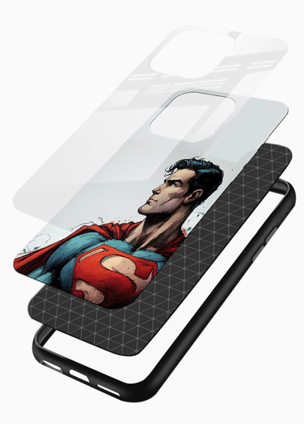 Superman Kryptonian Might mobile cover for Glossy Vibrant Premium Look - Angle Layers