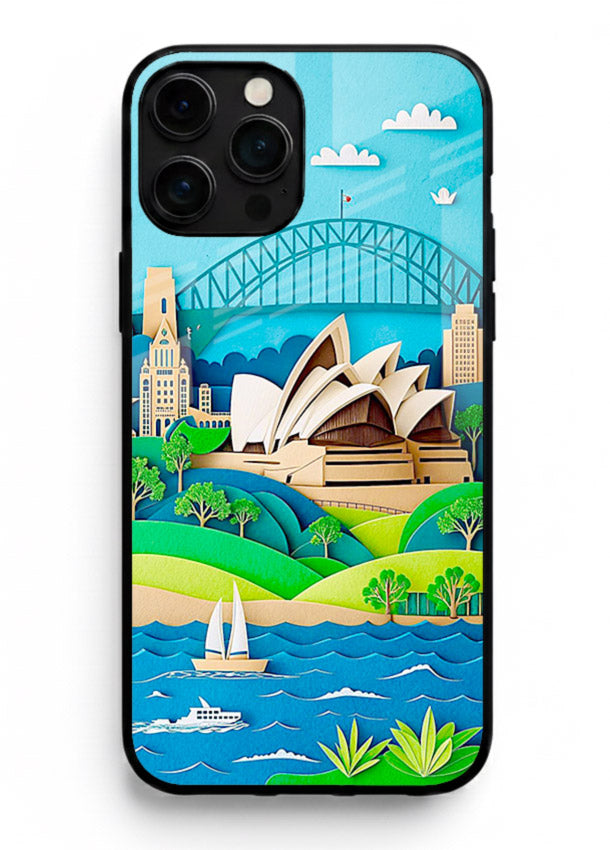Sydney Coastal View scenic Australia coast artwork iphone 16 pro max glass back cover