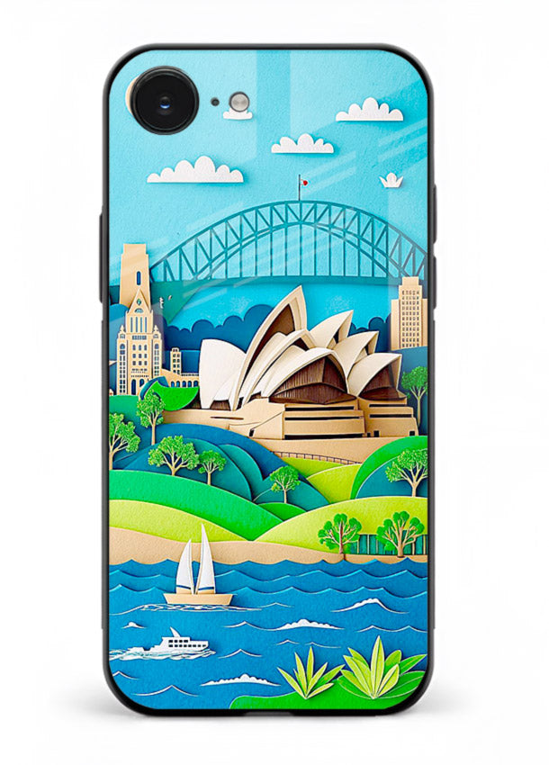Sydney Coastal View scenic Australia coast artwork iphone 16e glass back cover