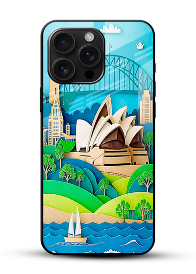 Sydney Coastal View scenic Australia coast artwork glossy vibrant premium glass back cover - Angle Front