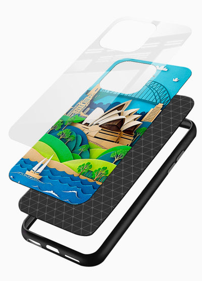 Sydney Coastal View scenic Australia coast artwork glossy vibrant premium glass back cover - Angle Layers