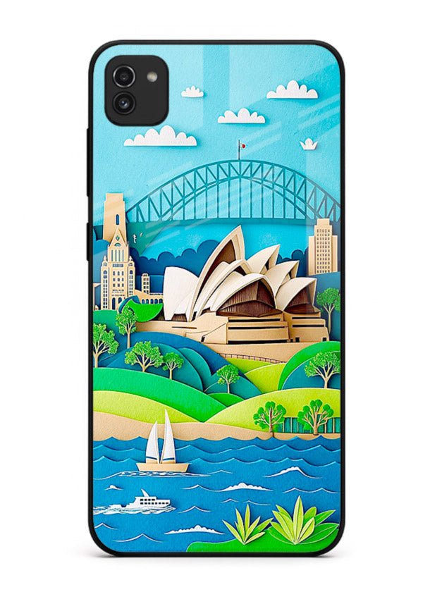 Sydney Coastal View scenic Australia coast artwork Samsung A03 glass back cover