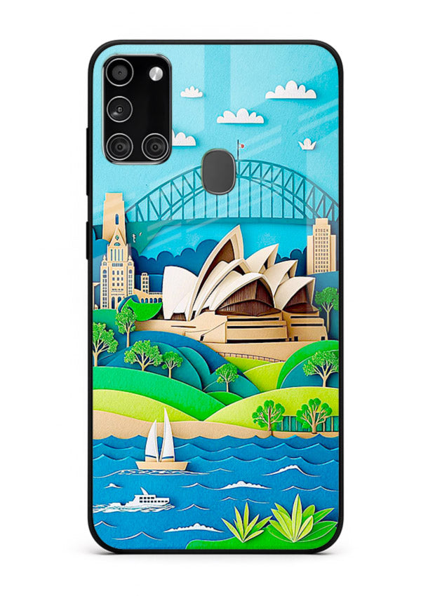 Sydney Coastal View scenic Australia coast artwork Samsung A21s glass back cover