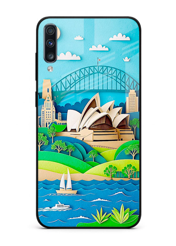 Sydney Coastal View scenic Australia coast artwork Samsung A70 glass back cover