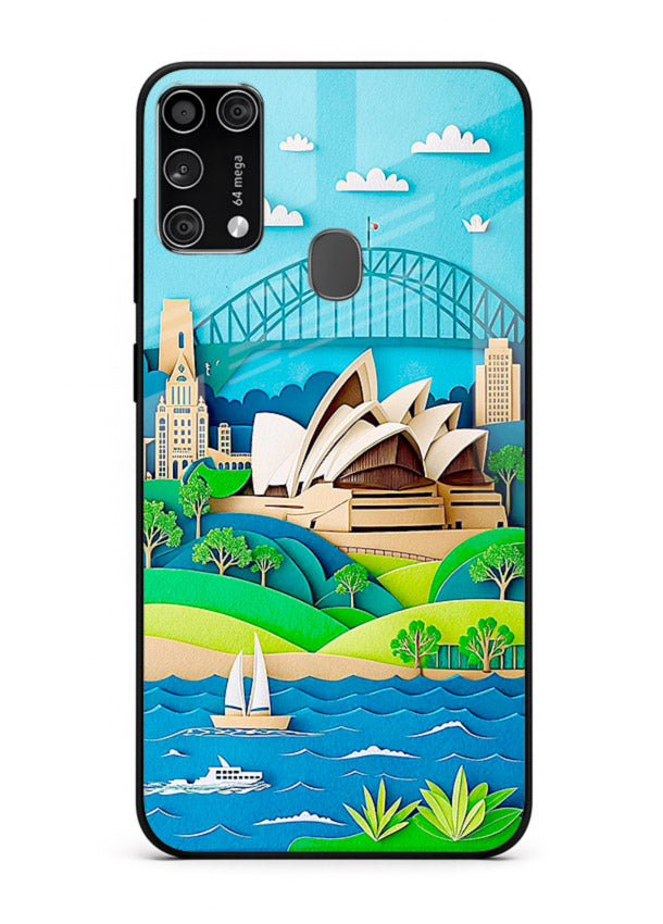 Sydney Coastal View scenic Australia coast artwork Samsung M31 Prime glass back cover