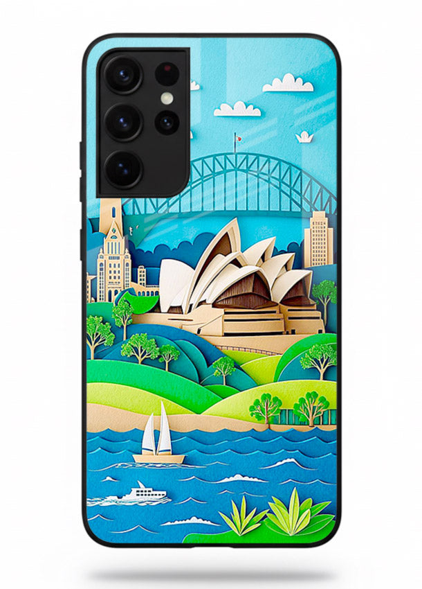 Sydney Coastal View scenic Australia coast artwork Samsung S21 Ultra glass back cover