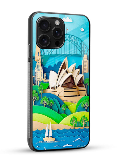 Sydney Coastal View scenic Australia coast artwork glossy vibrant premium glass back cover - Angle Side