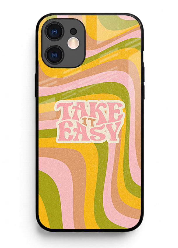 Take It Easy Retro aesthetic artwork iphone 12 mini glass back cover