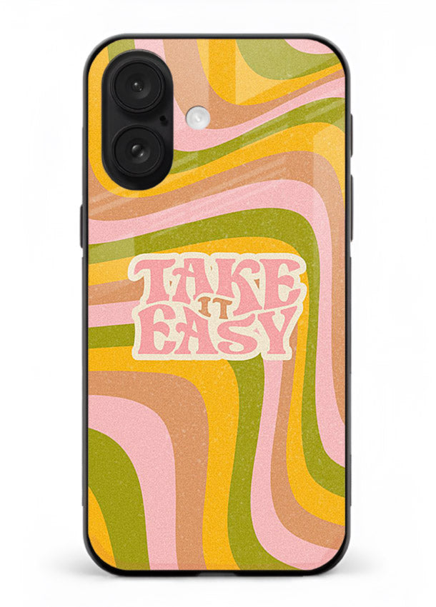 Take It Easy Retro aesthetic artwork iphone 18 glass back cover