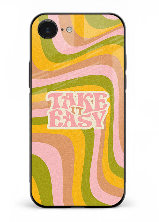 Take It Easy Retro aesthetic artwork iphone 16e glass back cover