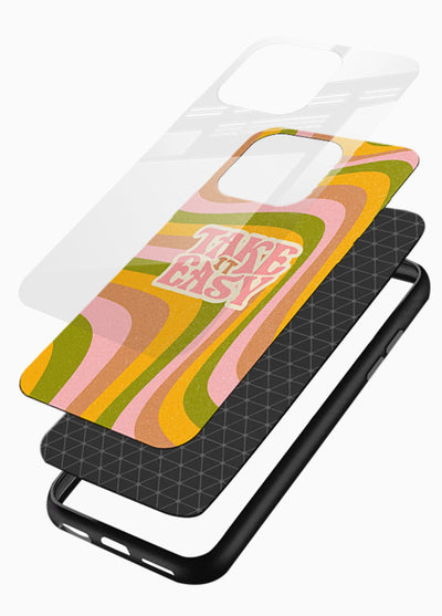 Take It Easy Retro aesthetic artwork glossy vibrant premium glass back cover - Angle Layers
