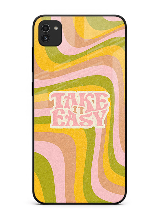 Take It Easy Retro aesthetic artwork Samsung A03 glass back cover