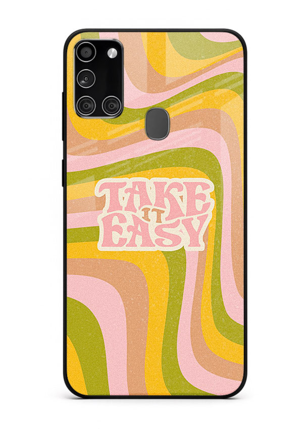 Take It Easy Retro aesthetic artwork Samsung A21s glass back cover