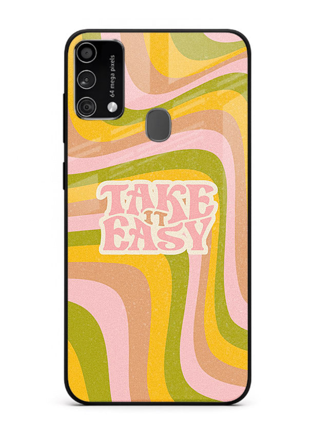Take It Easy Retro aesthetic artwork Samsung F41 glass back cover