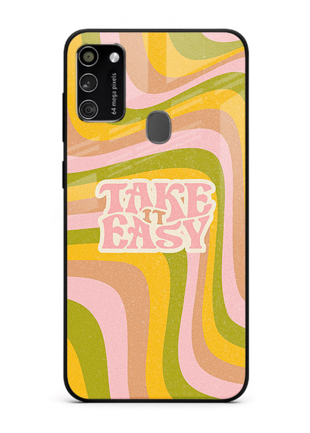 Take It Easy Retro aesthetic artwork Samsung M21 glass back cover