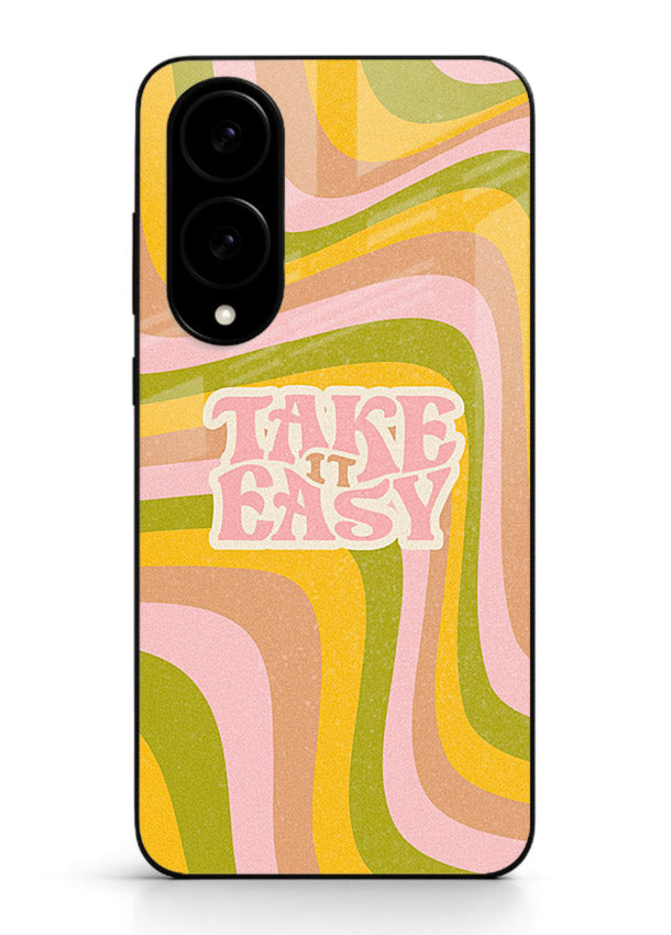 Take It Easy Retro aesthetic artwork Samsung S25 Edge glass back cover