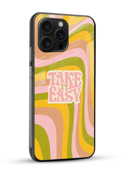 Take It Easy Retro aesthetic artwork glossy vibrant premium glass back cover - Angle Side