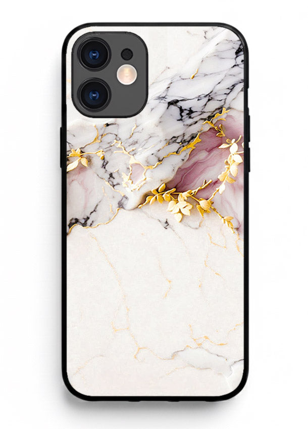 TealGold Vein Flow iphone 12 mini glass back cover with teal marble and gold accents