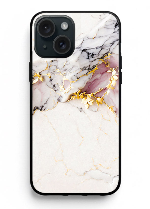 TealGold Vein Flow iphone 15 glass back cover with teal marble and gold accents