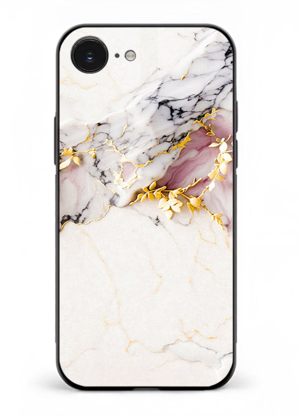 TealGold Vein Flow iphone 16e glass back cover with teal marble and gold accents