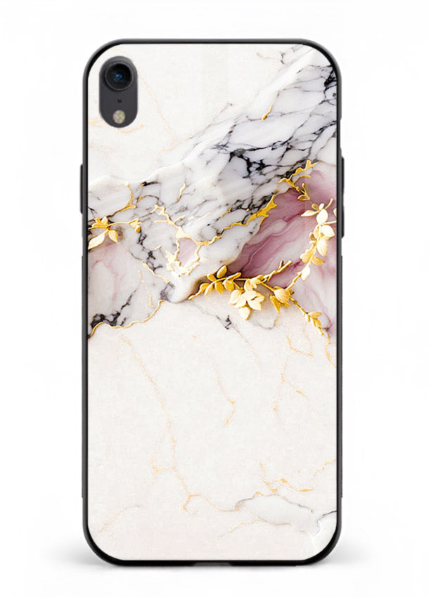 TealGold Vein Flow iphone xr glass back cover with teal marble and gold accents