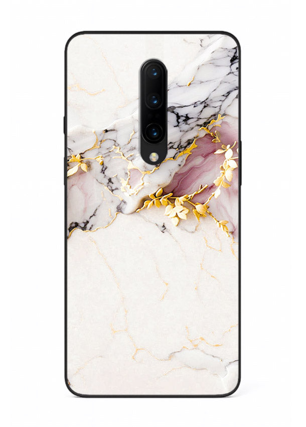 TealGold Vein Flow OnePlus 7 Pro glass back cover with teal marble and gold accents