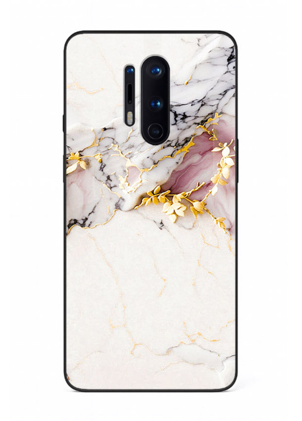 TealGold Vein Flow OnePlus 8 Pro glass back cover with teal marble and gold accents