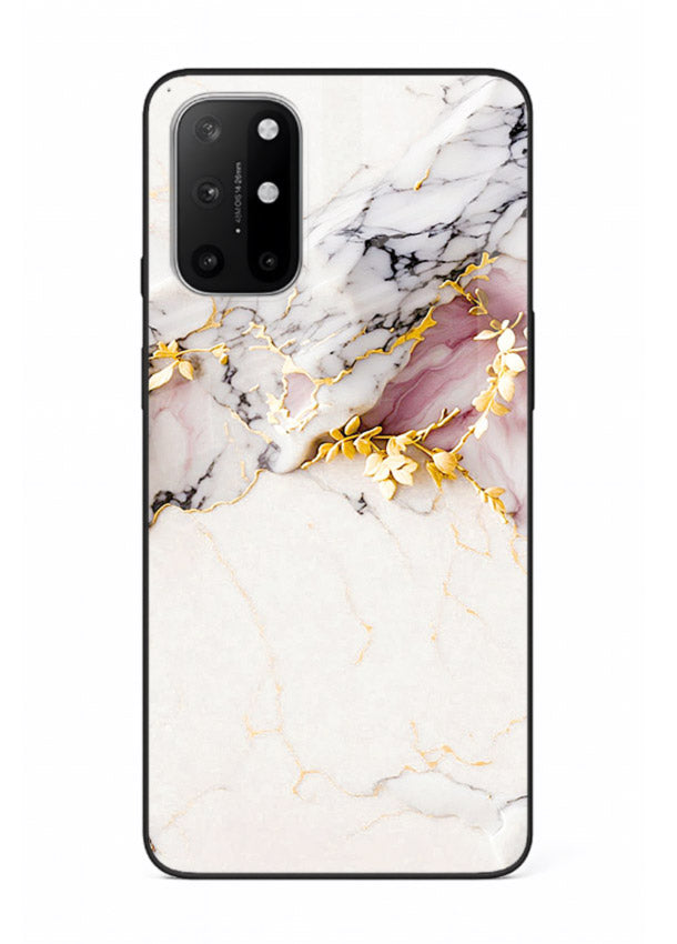 TealGold Vein Flow OnePlus 8T glass back cover with teal marble and gold accents
