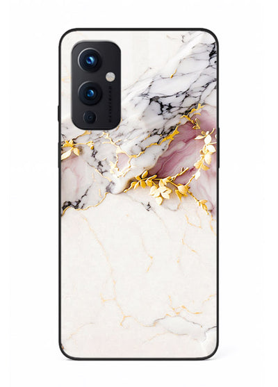 TealGold Vein Flow OnePlus 9 Pro glass back cover with teal marble and gold accents